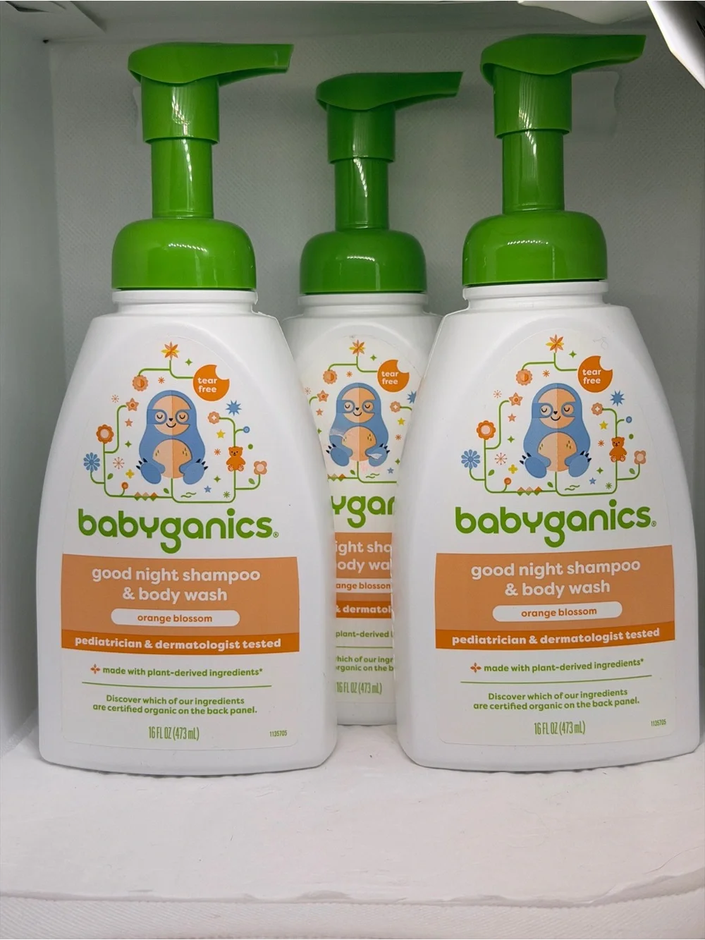 Babyganics Good Night Shampoo & Body Wash - Orange Blossom (Green/White) 3 pack